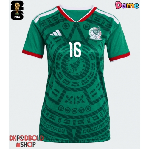 Mexico Julian Quinones #16 Hjemmebanetrøje Dame VM 2026 Kort ærmer